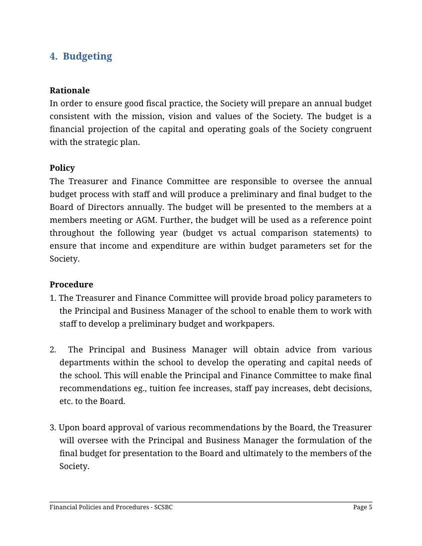 Financial Policy & Procedure Template